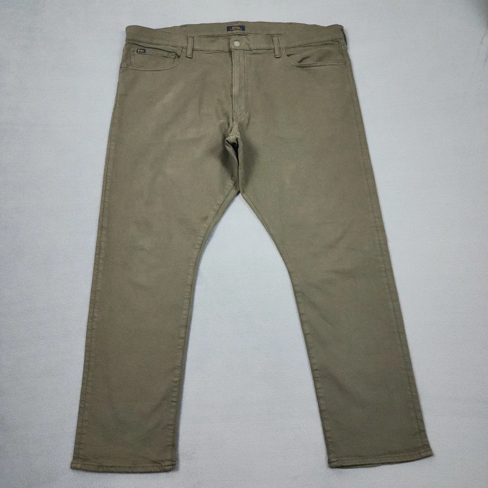 Polo Ralph Lauren Sullivan Jeans Mens 42x30 Olive Green Slim Stretch Preppy